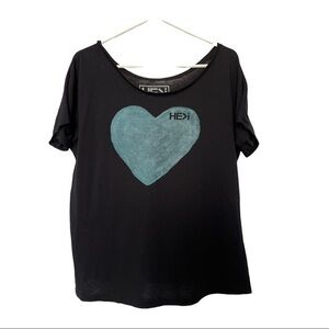 HE>I Black Graphic Shirt Sz Large EUC #6252